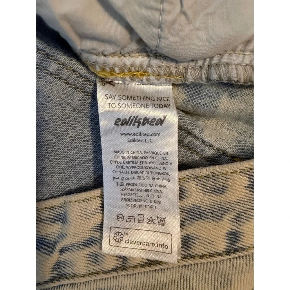 Edikted Asymmetrical Crossover Waist Acid Wash Boyfriend Baggy StraightLeg Jeans